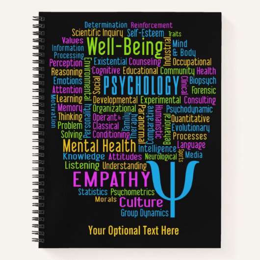 PSYCHOLOGY Word Cloud Custom text Notitieboek (Voorkant)