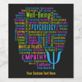 PSYCHOLOGY Word Cloud Custom text Wijn Etiket (Enkel label)