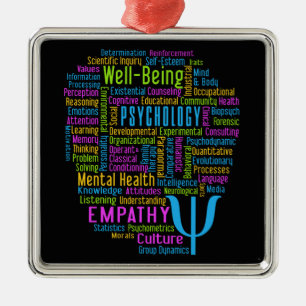 PSYCHOLOGY Word Cloud-versiering Metalen Ornament