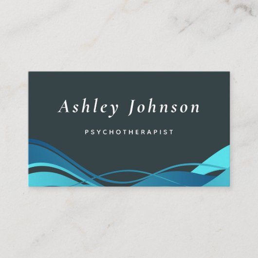 Psycholoog Abstract Blue Waves Visitekaartje (Voorkant)