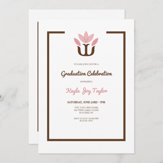 Psycholoog Afstuderen Uitnodiging Roze (Voorkant / Achterkant)