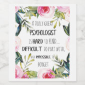 Psycholoog appreciatie Bedankt Farewell Gift Wijn Etiket (Enkel label)