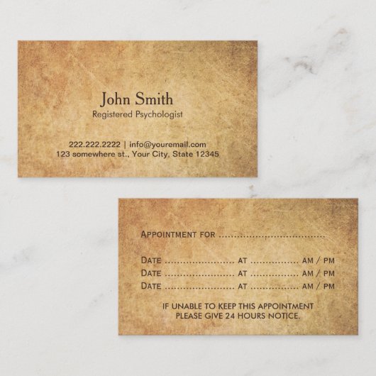 Psycholoog Benoeming Afsprakenkaartje (Voorkant / Achterkant)