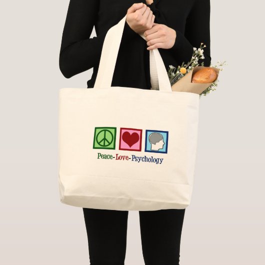 Psycholoog bij vredesliefdespsychologie grote tote bag (Voorkant (product))