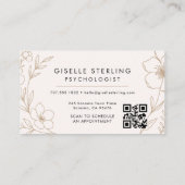Psycholoog Botanische QR Code Blush Elegant Visitekaartje (Achterkant)
