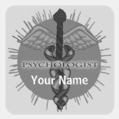 Psycholoog Caduceus Vierkante Sticker (Voorkant)
