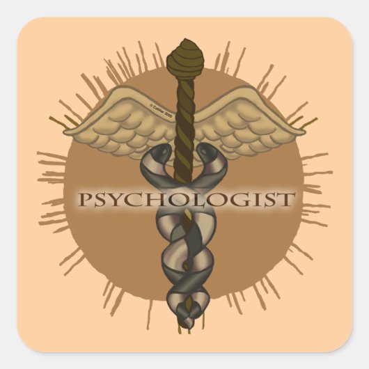 Psycholoog Caduceus Vierkante Sticker (Voorkant)
