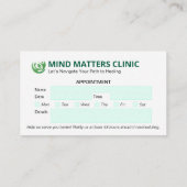 Psycholoog Clinic Business | Moderne afspraak Visitekaartje (Achterkant)