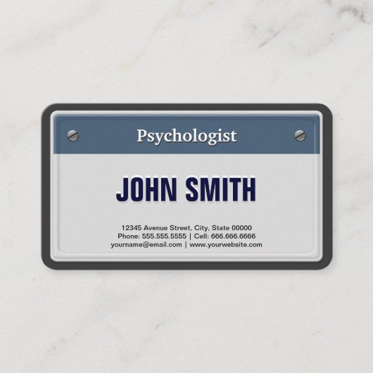 Psycholoog Cool Car License Bord Visitekaartje (Voorkant)