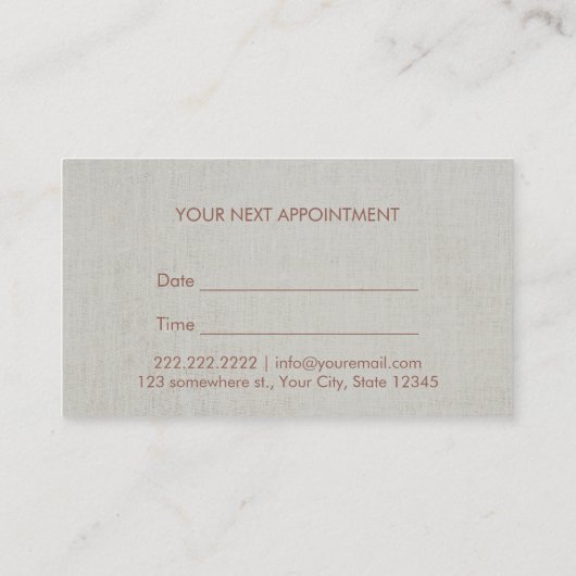 Psycholoog Counselor Elegant Linen Appointment Afsprakenkaartje (Achterkant)