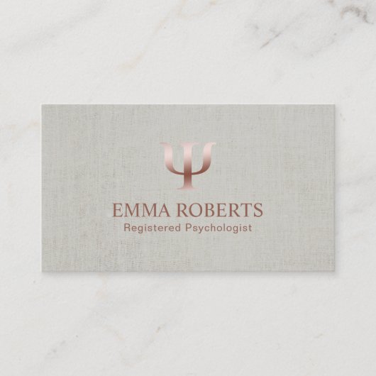 Psycholoog Counselor Elegant Linen Appointment Afsprakenkaartje (Voorkant)