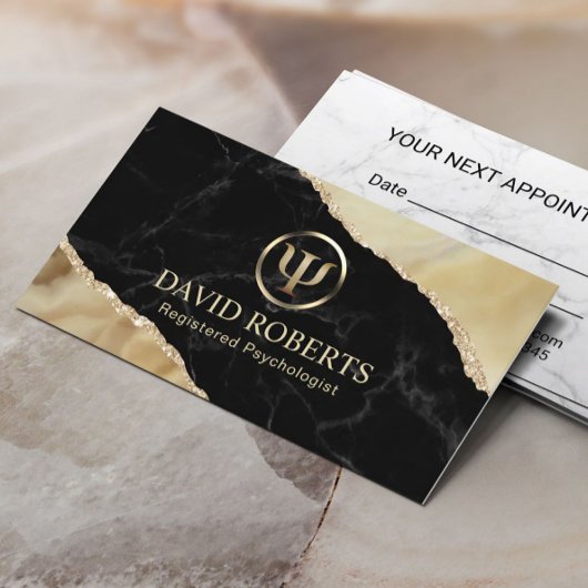 Psycholoog Counselor Modern Gold Marble Agate Afsprakenkaartje