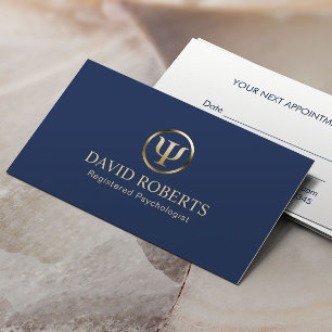 Psycholoog Counselor Navy & Gold Appointment Afsprakenkaartje