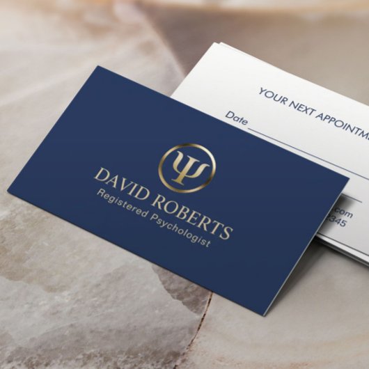 Psycholoog Counselor Navy & Gold Appointment Afsprakenkaartje