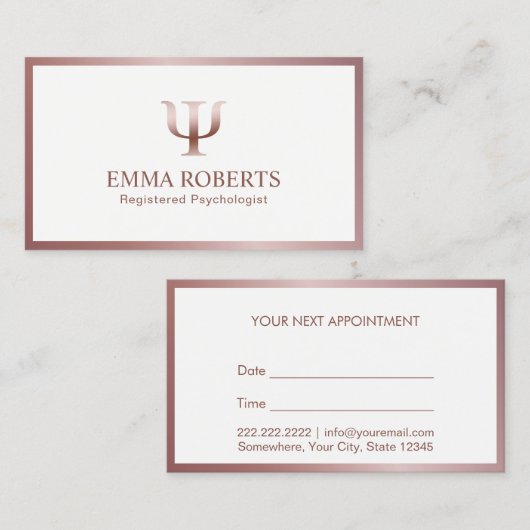 Psycholoog Counselor Roos Gold Lijst Appointment Afsprakenkaartje (Voorkant / Achterkant)