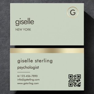 Psycholoog Counselor Sage Green Goud QR Code Visitekaartje
