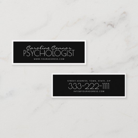 Psycholoog Dr. Black & White Bordered Kaart Mini Visitekaartje (Voorkant / Achterkant)