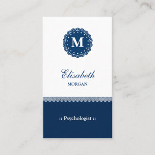 Psycholoog Elegant Blue Lace Monogram Visitekaartje