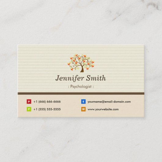 Psycholoog - Elegant boomsymbool Visitekaartje (Voorkant)