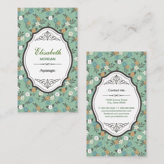 Psycholoog - Elegant Floral Visitekaartje (Voorkant / Achterkant)