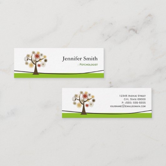 Psycholoog - Elegante boom van het leven Mini Visitekaartje (Voorkant / Achterkant)