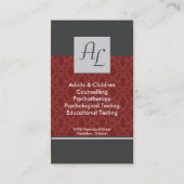 Psycholoog en medisch Visitekaartje - Monogram (Achterkant)