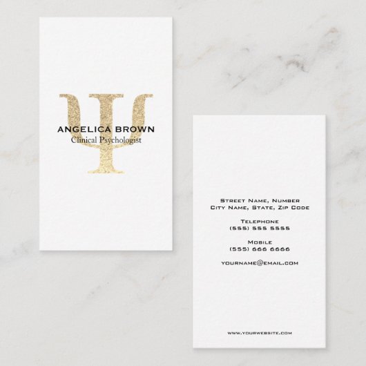 Psycholoog Faux Glitter Psi-symbool Visitekaartje (Voorkant / Achterkant)