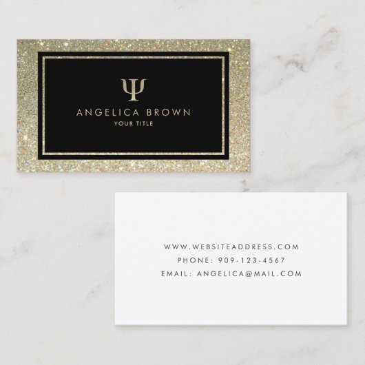 Psycholoog Faux Glitter Psi-symbool Visitekaartje (Voorkant / Achterkant)