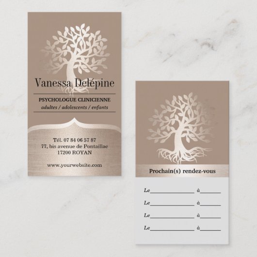 Psycholoog Gold Tree Professional-benoeming Afsprakenkaartje (Voorkant / Achterkant)