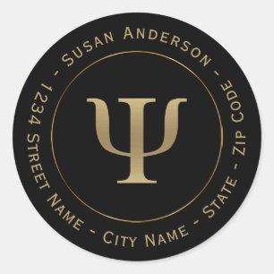 Psycholoog Goud PSI Symbool Retouradres Label