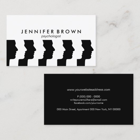 Psycholoog Human Faces Brain Mind Meditation Visitekaartje (Voorkant / Achterkant)