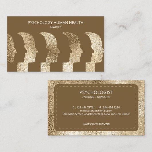 Psycholoog Human Faces Mindset Human Brain Visitekaartje (Voorkant / Achterkant)