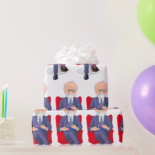 Psycholoog in pak met Notitieblok zitten Cadeaupapier