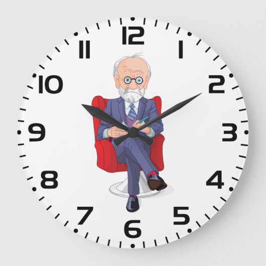 Psycholoog in pak met Notitieblok zitten Grote Klok (Voorkant)