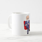 Psycholoog in pak met Notitieblok zitten Koffiemok (Voorkant links)