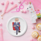 Psycholoog in pak met Notitieblok zitten Papieren Bordje (Feest)