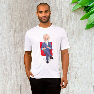Psycholoog in pak met notitieblok zittend t-shirt