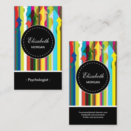 Psycholoog — kleurrijk Stripespatroon Visitekaartje (Voorkant / Achterkant)