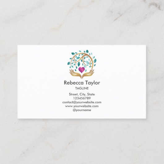 Psycholoog Levenscoach Boom des Levens met Hart Visitekaartje (Achterkant)