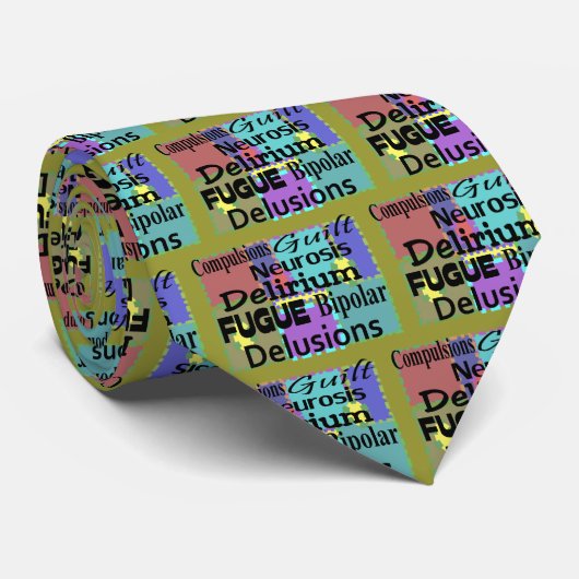 Psycholoog Mannen Necktie "Terminology" Design Stropdas (Opgerold)