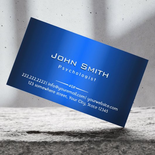 psycholoog modern blauw metaal visitekaartje