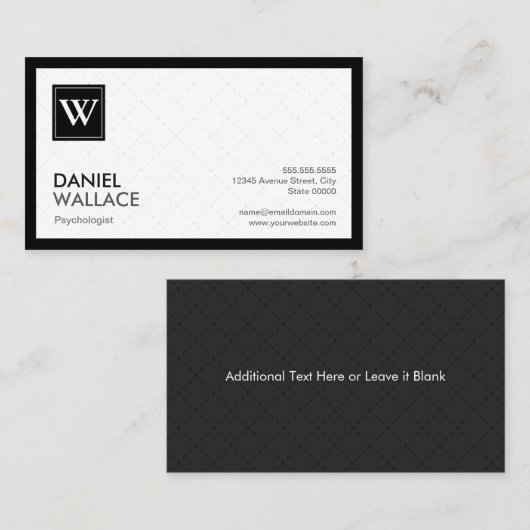 Psycholoog - modern rastermonogram visitekaartje (Voorkant / Achterkant)