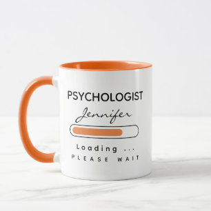 PSYCHOLOOG [Naam] Sinaasappel en wit laden Mok
