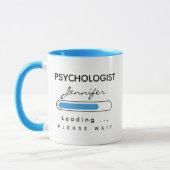 PSYCHOLOOG [Name] Het laden van Blauw & Wit Mok (Links)
