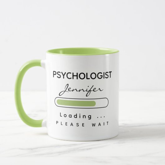 PSYCHOLOOG [Name] Het laden van Licht Groen & Wit Mok (Links)