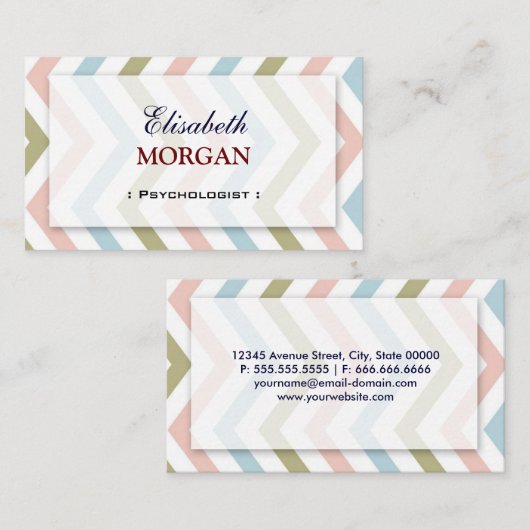 Psycholoog - Natural Graceful Chevron Visitekaartje (Voorkant / Achterkant)