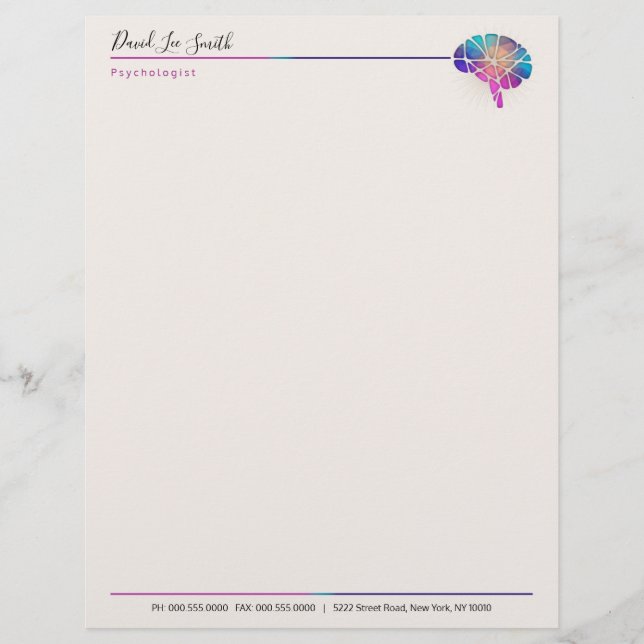 Psycholoog/neuroloog Letterhead Briefhoofd (Voorkant)