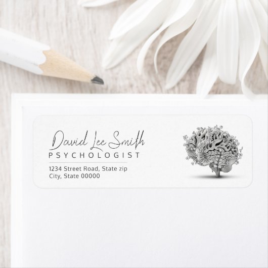 Psycholoog / neuroloog minimalist etiket (Insitu)