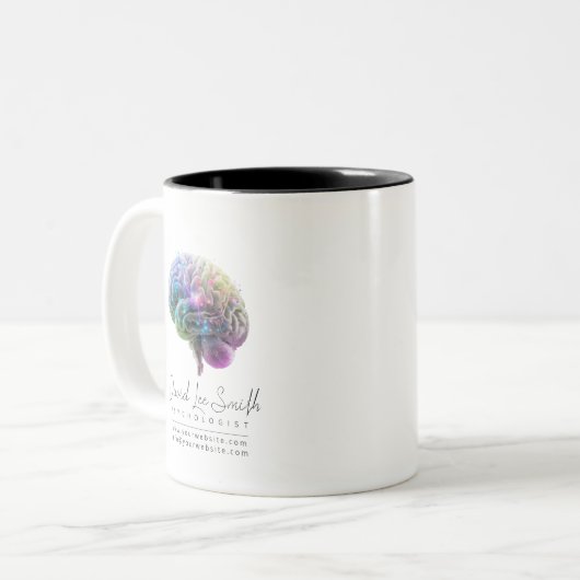 psycholoog/neuroloog tweekleurige koffiemok (Voorkant links)