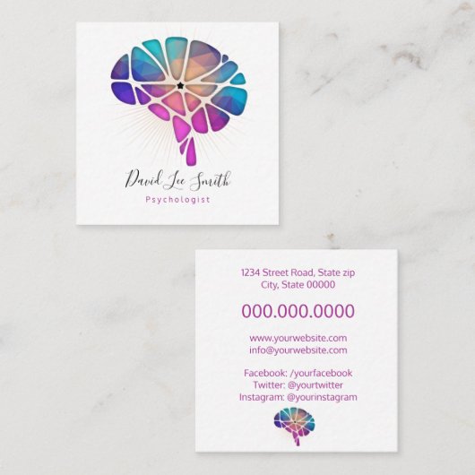 psycholoog/neuroloog vierkante visitekaartje (Voorkant / Achterkant)